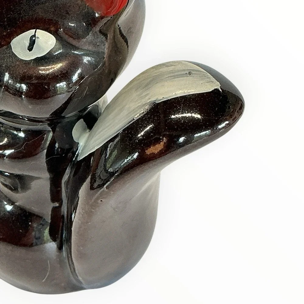 Redware Pottery Skunk Figurine Japan Klitschy‎ MCM Anthropomorphic Hand Painted